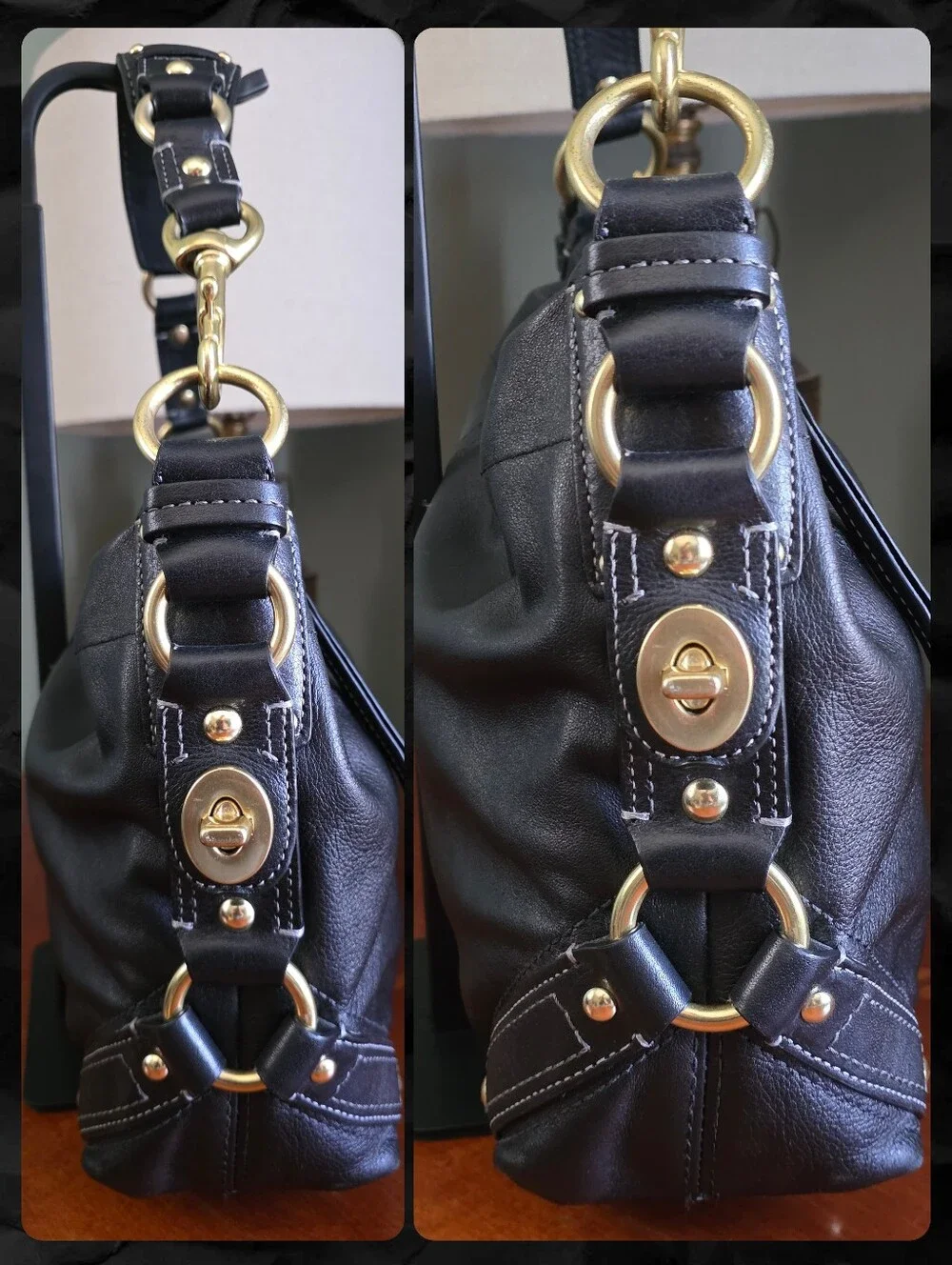 Coach 10615M Carly Hobo Shoulder Bag Black Leather Purse Y2K